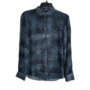 Hartford Alternative Blue and Black Patterned Blouse Size 1